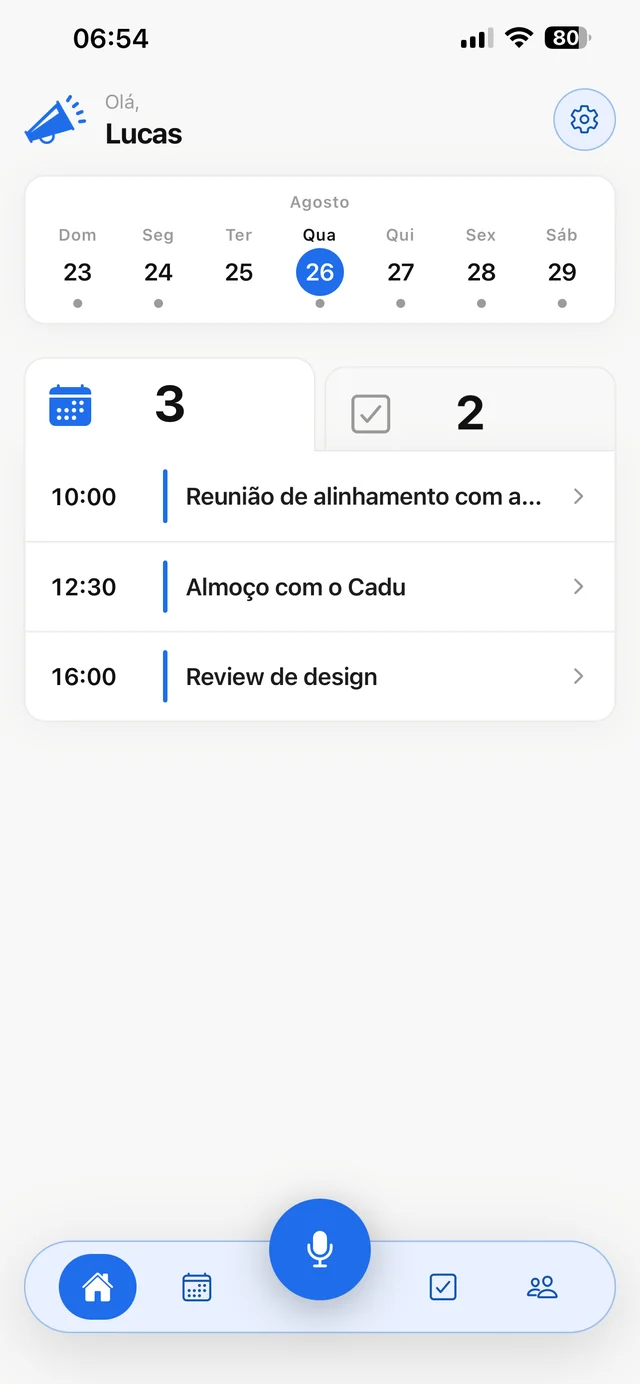A agenda e as tarefas do dia, numa tela só